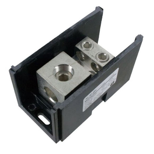 Techspan ADB145001, ADB-14-500-1, Aluminum Power Distribution Block, Single Run with Multiple Taps, 380A, Line Side 1 Opening for 500 kcmil-4 AWG, Load Side 4 Openings for 4/0-6 AWG