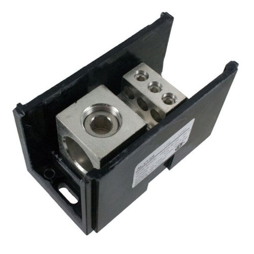 Techspan ADB1610001, ADB-16-1000-1, Aluminum Power Distribution Block, Single Run with Multiple Taps, 545A, Line Side 1 Opening for 1000-250 kcmil, Load Side 6 Openings for 2/0-14 AWG