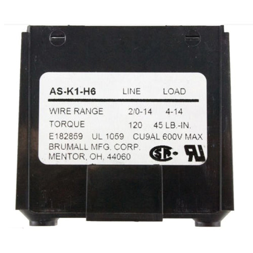 Techspan ADB162/01, ADB-16-2/0-1, Aluminum Power Distribution Block, Single Run with Multiple Taps, 175A, Line Side 1 Opening for 2/0-14 AWG, Load Side 6 Openings for 4-14 AWG