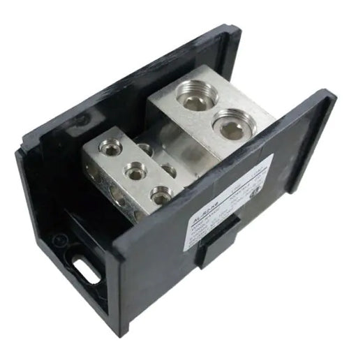 Techspan ADB265001, ADB-26-500-1, Aluminum Power Distribution Block, Double Run with Multiple Taps, 760A, Line Side 2 Openings for 500 kcmil-4 AWG, Load Side 6 Openings for 2/0-14 AWG