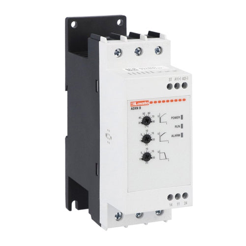Lovato ADXNB012, Two Phase Control Soft Starter with Built-in Bypass Relay, Rated Starter Current le 12A, Operational Voltage 208-600VAC, Auxiliary Supply 100-240VAC