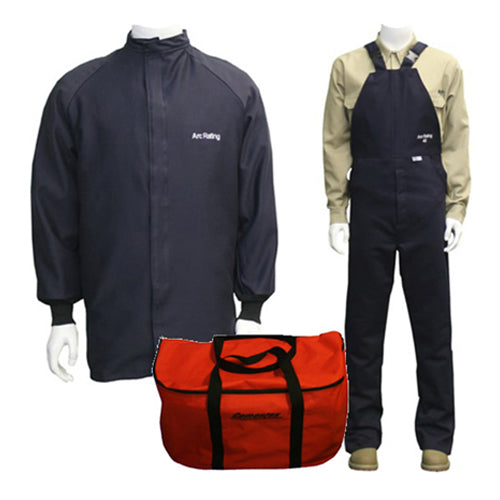Comentex AFSC-CL4K, 40 cal/cm² Flash Rated Task Wear Duffel Bag Kit with FR Treated Cotton Coat and Overalls, Navy