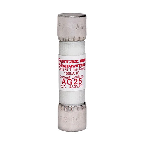 Mersen AG25, Low Voltage UL/CSA Fuse, Class G, Time-Delay, 480VAC, 25A, Ferrule Type