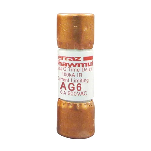 Mersen AG6, Low Voltage UL/CSA Fuse, Class G, Time-Delay, 600VAC, 6A, Ferrule Type