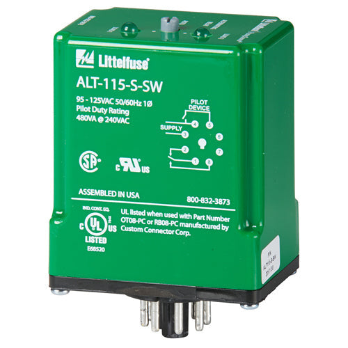 Littelfuse ALT115-S-SW, ALT Series, Impulse Relay SPDT (1 Form C) 115VAC Coil Socketable, for single high-level float applications with built in manual switch