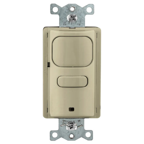 Hubbell AP2000I1, Wall Switch Occupancy/Vacancy Sensor, Adaptive Passive Infrared, Single Circuit, 1 Button for Manual/Auto Control, 120/277V AC, Ivory