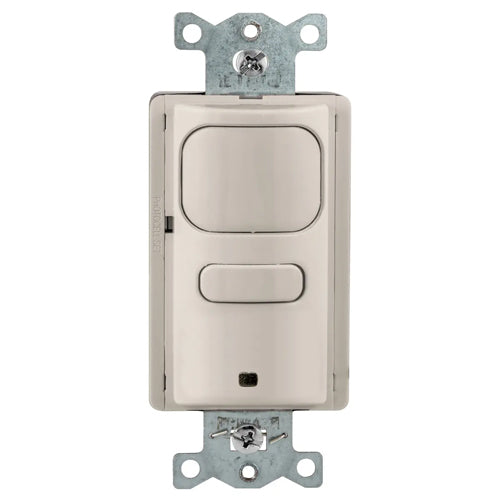 Hubbell AP2000LA1, Wall Switch Occupancy/Vacancy Sensor, Adaptive Passive Infrared, Single Circuit, 1 Button for Manual/Auto Control, 120/277V AC, Light Almond