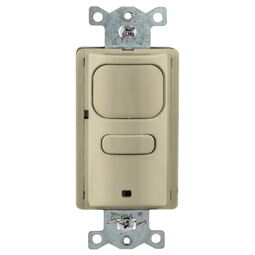 Hubbell AP2001I1, Wall Switch Vacancy Sensor, Adaptive Passive Infrared, Single Circuit, 1 Button for Manual Control, 120/277V AC, Ivory