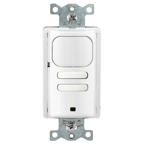 Hubbell AP2001W22, Wall Switch Vacancy Sensor, Adaptive Passive Infrared, Dual Circuit, 2 Buttons for Manual Control, 120/277V AC, White