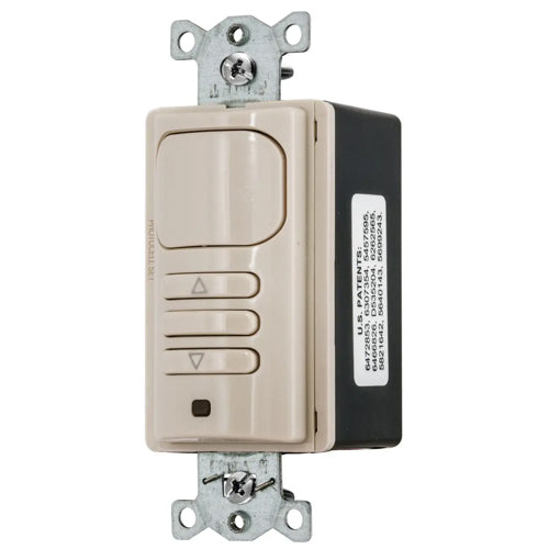 Hubbell APD2000LA1, Wall Switch Occupancy Sensor, 0-10V Dimming, Adaptive Passive Infrared Technology, Selectable Auto/Manual On, 1-Relay, 120/277V AC, Light Almond