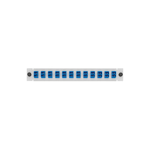 Leviton APL12-LDS, LIGHTSPACE 12-Pack Fiber Adapter Plate, LC Duplex Single-Mode Adapters (Blue), Zirconia Ceramic Sleeve, 24 Fibers, White