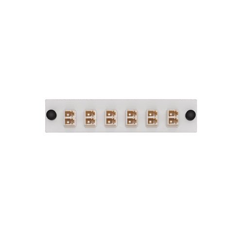 Leviton APLW6-LDM, LIGHTSPACE 6-Pack Fiber Adapter Plate, LC Duplex, Multimode Adapters (Beige), Phosphor Bronze Sleeve, 12 Fibers, White