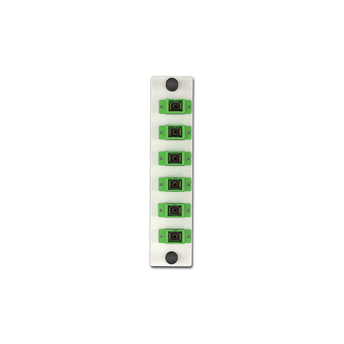 Leviton APLW6-SCA, LIGHTSPACE 6-Pack Fiber Adapter Plate, SC/APC Single-Mode (Green), Zirconia Ceramic Sleeve, 6 Fibers, White
