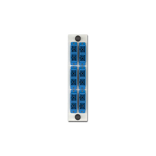 Leviton APLW6-SDS, LIGHTSPACE 6-Pack Fiber Adapter Plate, SC Duplex, Single-Mode Adapters (Blue), Zirconia Ceramic Sleeve, 12 Fibers, White