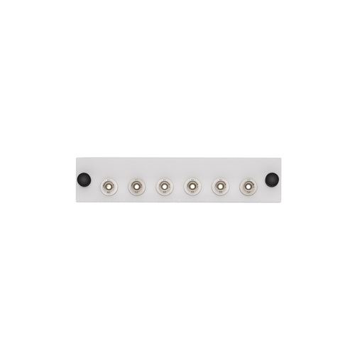 Leviton APLW6-STM, LIGHTSPACE 6-Pack Fiber Adapter Plate, ST Multimode Adapters, Phosphor Bronze Sleeve, 6 Fibers, White