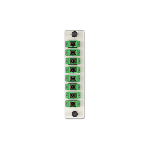 Leviton APLW8-SCA, LIGHTSPACE 8-Pack Fiber Adapter Plate, SC/APC Single-Mode (Green), Zirconia Ceramic Sleeve, 8 Fibers, White