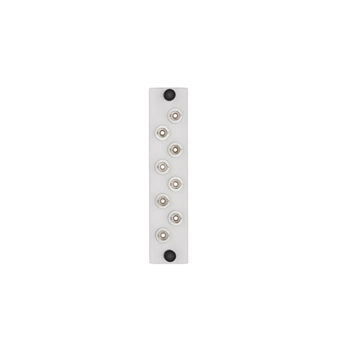 Leviton APLW8-STM, LIGHTSPACE 8-Pack Fiber Adapter Plate, ST Multimode Adapters, Phosphor Bronze Sleeve, 8 Fibers, White