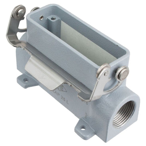 Techspan AS2L10S4, A Series Surface Mount Base, 2 Ports, 10P+Ground, Single Lever, PG16x2 Thread, IL-Type Locking, Metal Type