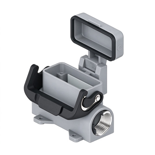 Techspan AS1L10SC5, A Series Surface Mount Base with Metal Cover, 1 Port, 10P+Ground, Single Lever, PG21 Thread, IL-Type Locking, Metal Type