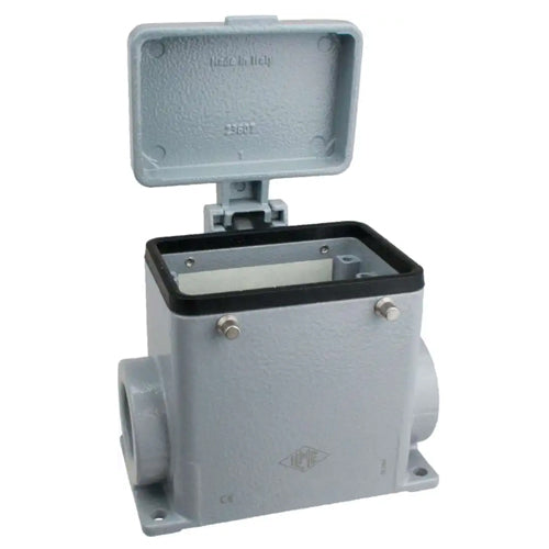 Techspan AS1P32DC6, A Series Surface Mount Base with Metal Cover, 1 Port, 32P+Ground, Pegs for Double Levers, PG29 Thread, C-Type Locking, Metal Type