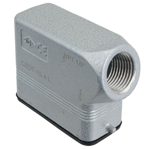 Techspan ASEP10S10, A Series Side Entry Hood, 10P+Ground, Pegs for Single Lever, 1/2'' NPT Thread, IL-Type Locking, Metal Type
