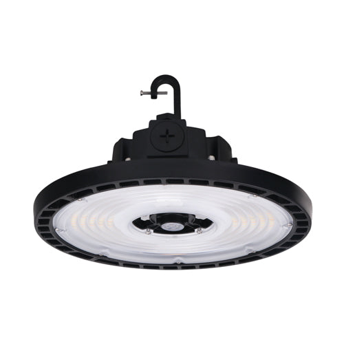 Votatec AST-HB28-150WS1AT2C2-BH35/40/50WD, LED High Bay UFO Light with Plug for Sensor, CCT & Watt Adjustable, 150/100/80W, 120-347VAC, 22000/15000/12000LM, 3500/4000/5000K, Dimmable, Black