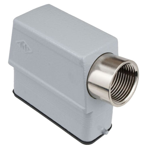 Techspan ASTP10S10, A Series High Construction Hood, Side Entry with Adapter, 10P+Ground, Pegs for Single Lever, 1/2'' NPT Thread, Tall, IL-Type Locking, Metal