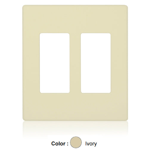 Leviton AWP00-20I, Renoir II Wallplate for Use with 2 Narrow Dimmers and 0 Wide Dimmers with Standard Fins Removed, Two Gang, Ivory