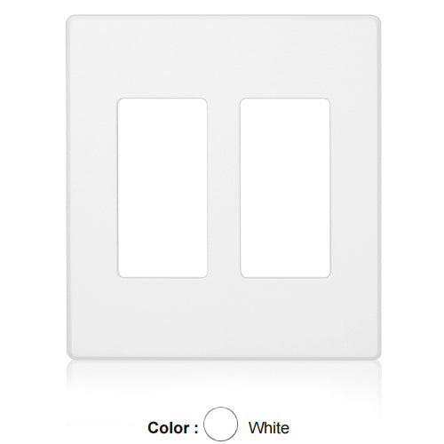 Leviton AWP00-20W, Renoir II Wallplate for Use with 2 Narrow Dimmers and 0 Wide Dimmers with Standard Fins Removed, Two Gang, White