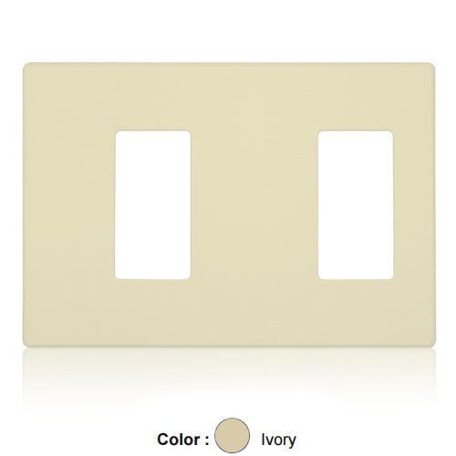 Leviton AWP0F-11I, Renoir II Wallplate for Use with 1 Narrow Dimmers and 1 Wide Dimmers with NO Fins Removed, Two Gang, Ivory