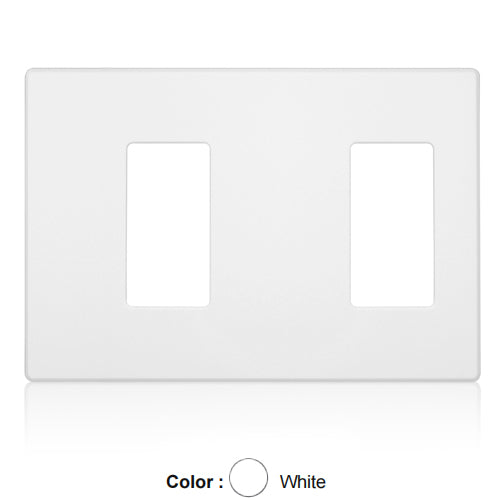 Leviton AWP0F-11W, Renoir II Wallplate for Use with 1 Narrow Dimmers and 1 Wide Dimmers with NO Fins Removed, Two Gang, White