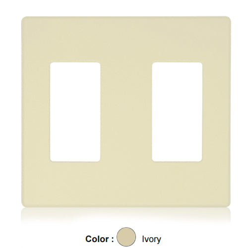Leviton AWP0F-20I, Renoir II Wallplate for Use with 2 Narrow Dimmers and 0 Wide Dimmers with NO Fins Removed, Two Gang, Ivory