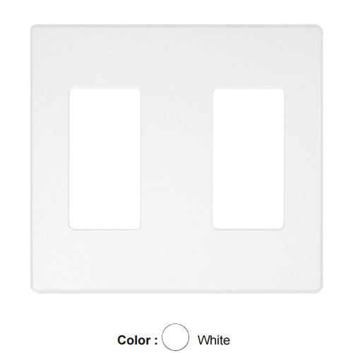 Leviton AWP0F-20W, Renoir II Wallplate for Use with 2 Narrow Dimmers and 0 Wide Dimmers with NO Fins Removed, Two Gang, White