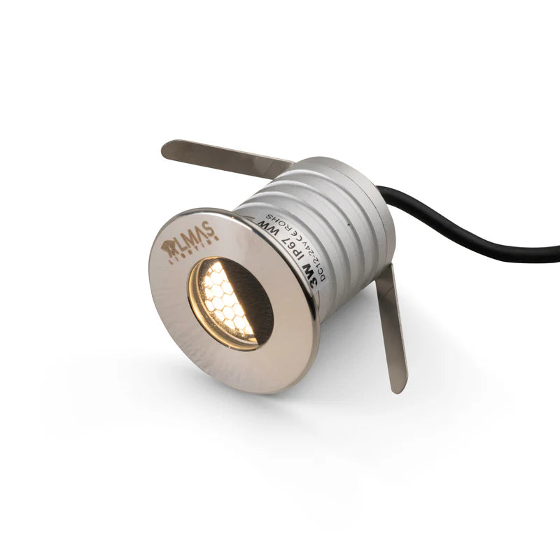 Almas Lighting DK-SS3W-503-3000K, ALMAS Barite D3 Deck Light, 3W, 195 Lumens, 3000K Warm White, 30° Beam Angle, Stainless Steel