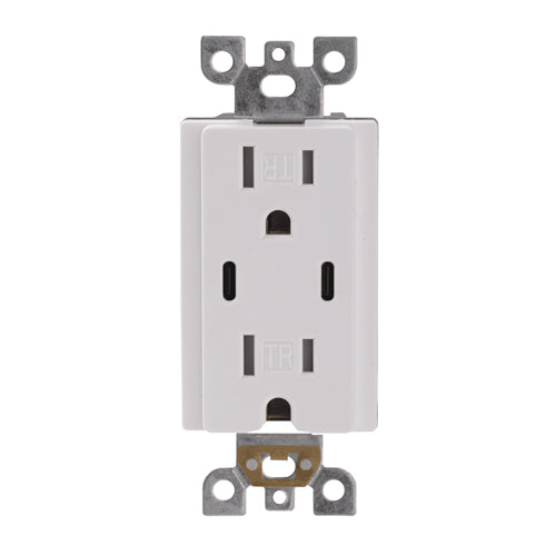 Votatec BAA-025/WH, USB Charger & Tamper-Resistant Duplex Receptacle (TR) TYPE C+C, 24W, 15A, 120V, White