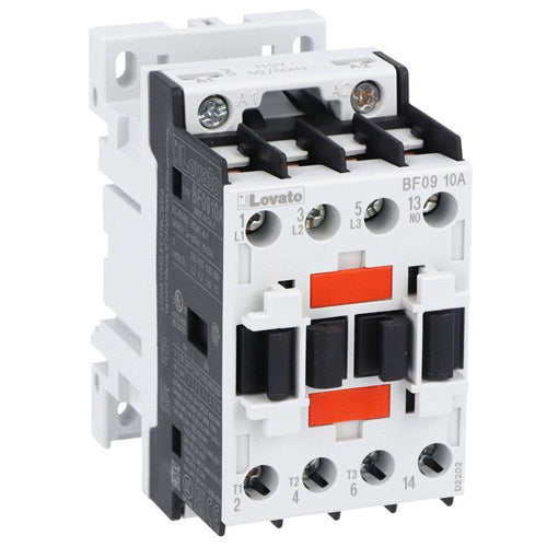 Lovato BF0910A57560, BF Series Three-Pole Contactor, IEC Operating Current Ie (AC3) = 9A, AC Coil 60Hz, 575VAC, 1NO Auxiliary Contact