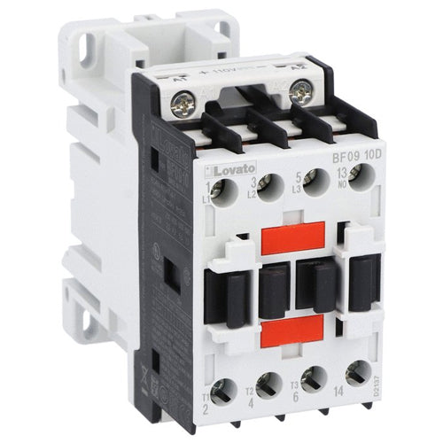 Lovato BF0910D220, BF Series Three-Pole Contactor, IEC Operating Current Ie (AC3) = 9A, DC Coil, 220VDC, 1NO Auxiliary Contact
