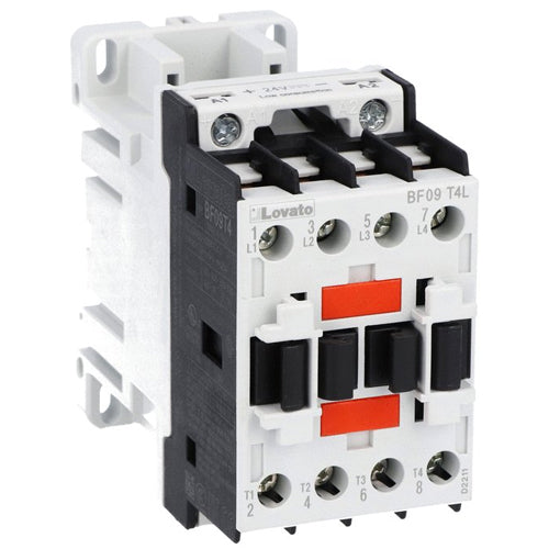 Lovato BF09T4L024, BF Series Four-Pole Contactor, IEC Operating Current Ith (AC1) = 25A, DC Coil Low Consumption, 24VDC, 4NO