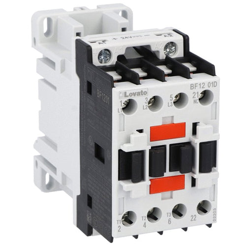 Lovato BF1201D048, BF Series Three-Pole Contactor, IEC Operating Current Ie (AC3) = 12A, DC Coil, 48VDC, 1NC Auxiliary Contact
