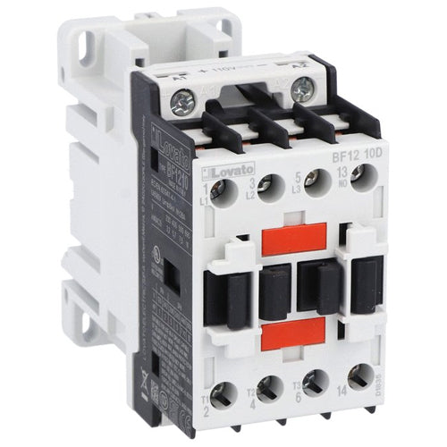 Lovato BF1210D220, BF Series Three-Pole Contactor, IEC Operating Current Ie (AC3) = 12A, DC Coil, 220VDC, 1NO Auxiliary Contact