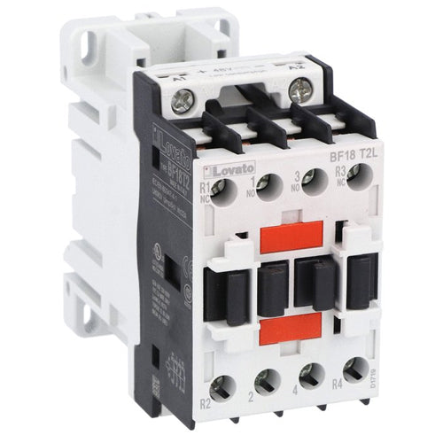Lovato BF18T2L024, BF Series Four-Pole Contactor, IEC Operating Current Ith (AC1) = 32A, DC Coil Low Consumption, 24VDC, 2NO and 2NC