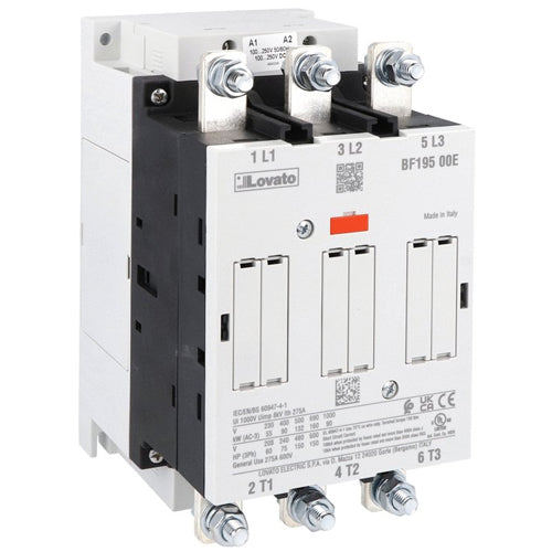 Lovato BF19500E230, BF Series Three-Pole Contactor, IEC Operating Current Ie (AC3) = 195A, AC/DC Coil, 100...250VAC/DC