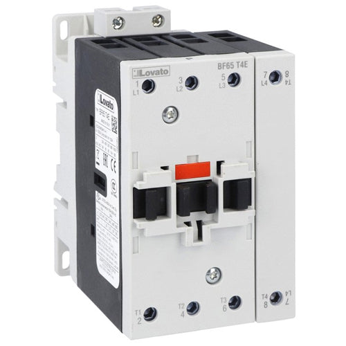Lovato BF65T4E230, BF Series Four-Pole Contactor, IEC Operating Current Ith (AC1) = 100A, AC/DC Coil, 100...250VAC/DC, 4NO
