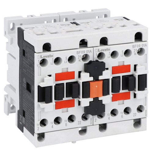 Lovato BFA0124257560, Reversing Contactor Assembly, AC Coil, External Interlock with Power and Auxiliary Wiring, 12A AC3 in AC, 5.7kW, Coil Voltage 575VAC 60Hz