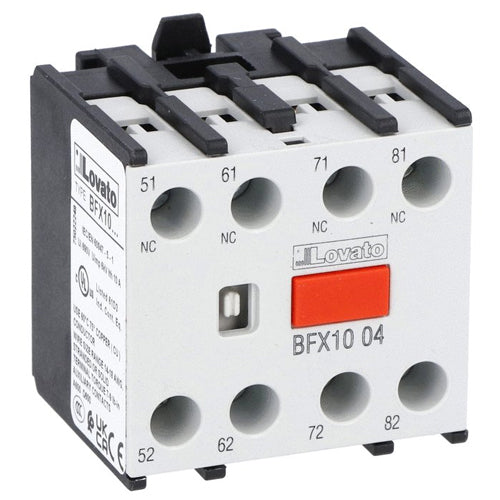 Lovato BFX1004, Auxiliary Contact with Front Centre Mounting, Screw Terminals, For BF00, BF09...BF150 Series Contactors, 4NC