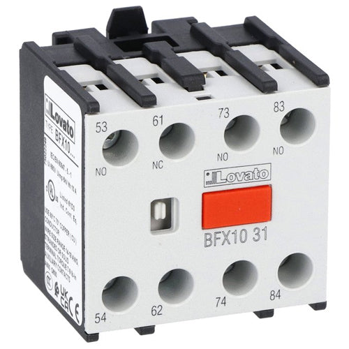 Lovato BFX1031, Auxiliary Contact with Front Centre Mounting, Screw Terminals, For BF00, BF09...BF150 Series Contactors, 3NO+1NC