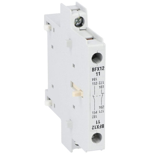 Lovato BFX1211, Auxiliary Contact with Side Mounting, Screw Terminals, For BF00, BF09...BF150 Series Contactors, 1NO+1NC