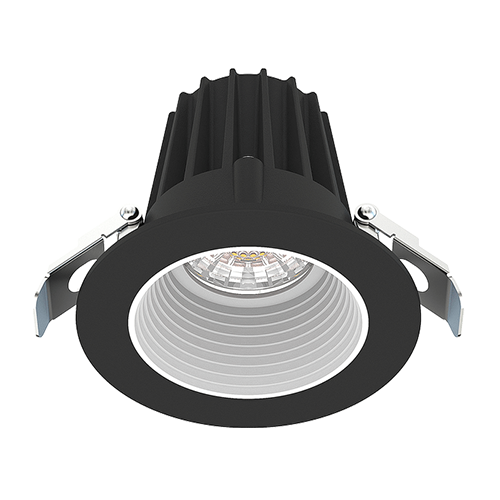 Lotus JXL-COB02-R09W-5CCT-BK-2RR-BF-WH, 2" Round Black Recessed Economy LED, 120VAC, 9W, 5CCT, 510-620 Lumens, Baffle White, 36° Beam Angle