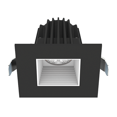 Lotus JXL-COB02-S09W-5CCT-BK-2SR-BF-WH, 2" Square Black Recessed Economy LED, 120VAC, 9W, 5CCT, 470-570 Lumens, Baffle White, 36° Beam Angle