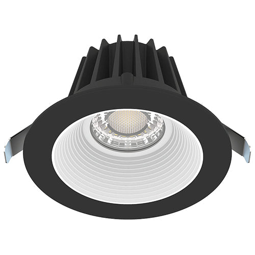 Lotus JXL-COB04-R15W-CCT-BK-4RR-BF-WH, 4" LED Round Black Trim Recessed Economy, 15W, 120VAC, 3CCT, 1230-1390 Lumens, Baffle White Reflector, Dimmable